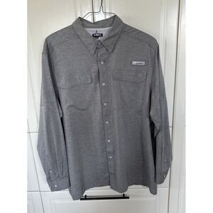 HABIT Men'sLong Sleeve Button Down Vented Fishing Shirt UV Protection Gray 2XL